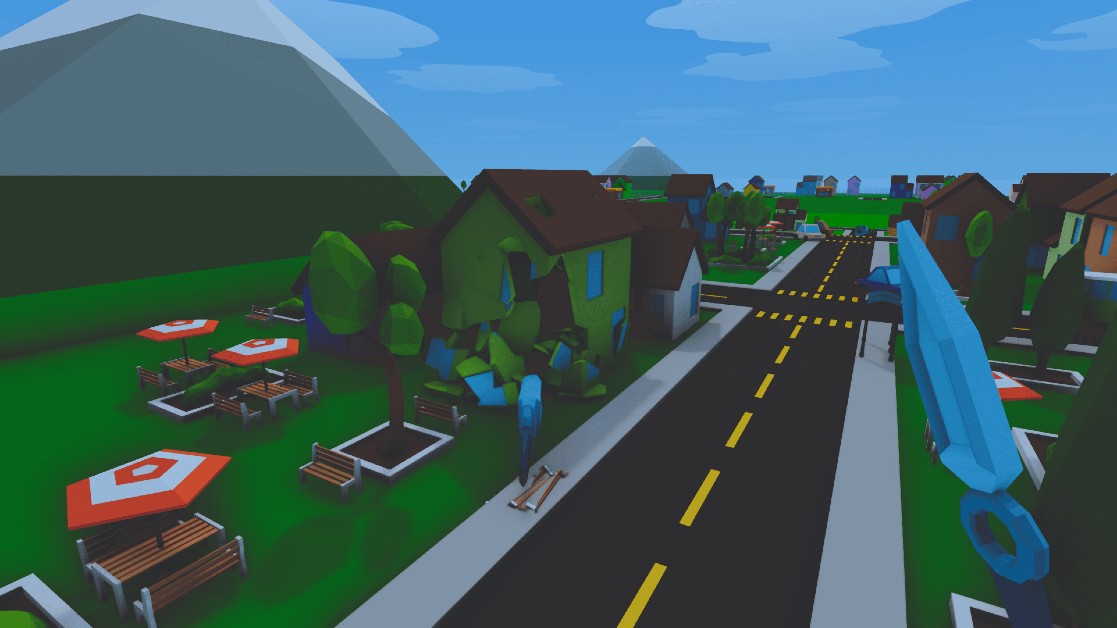 Screenshot of the Suburbs level in Crumbling City